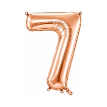 7 Rakam Folyo Balon Rose Gold Rengi 100 Cm Pembe