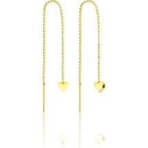 Azuris Silver Azuris 925k Gümüş Sıralı Top Zincir Mini Kalp Küpe Gold