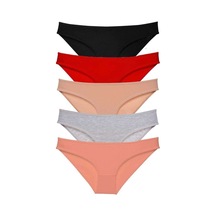5 Adet Süper Eko Set Likralı Kadın Slip Külot Siyah Kırmızı Ten Gri Pudra Beden: M Standart