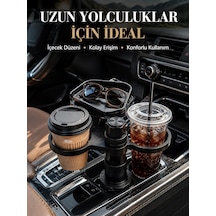 Ayarlanabilir Araç Bardaklık Aparatı Çift İçecek Ve Tepsili Tasarım 1 Adet