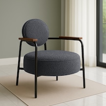 Venüs Berjer - Soft Kumaş - Modern Tekli Koltuk - Koyu Gri