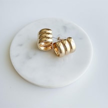 Çelik 3 Bombeli Küpe Gold
