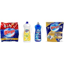 Bingo Renkliler İçin Toz Deterjan 1.5 Kg + Sıvı Bulaşık Deterjanı 1500 Ml + Parlatıcı 400 Ml + Pro Tablet 60'lı 4'lü Set Bingo Renkliler İçin Toz Deterjan 1.5 Kg + Sıvı Bulaşık Deterjanı 1500 Ml + Parlatıcı 400 Ml + Pro Tablet 60'lı 4'lü Set