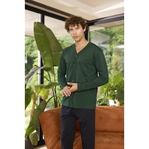 Kly 9267 V Yaka Boydan Düğmeli Erkek Pijama Takım 001