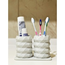 Modern Tasarım Ve Şık Diş Fırçalık Seti - Mermer Beyaz - 17cm Beyaz - Mermer