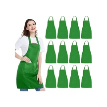 12 Paket Önlük - Unisex Siyah Önlük Toplu 2 Geniş Cepli Ma Yeşil, Diğer