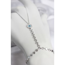 Gümüş Renk Pirinç Zirkon Taşlı Nazar Model Şahmeran - Ebj260612w44017