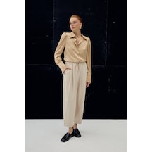 Sateen Talia Pantolon - Bej-137097 Bej