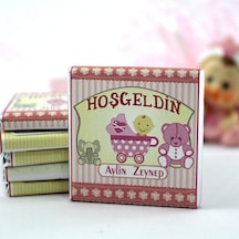Dark Brown Hoşgeldin Kız Bebek Çikolatası İsim Yazılabilen Hediye Çikolata KBK5 72 Adet