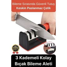 Profesyonel Ergonomik Pratik Keskin Paslanmaz Çelik Şef Mutfak 3 Kademeli Kolay Bıçak Bileme Aleti