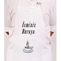 Mutfak Önlüğü Kişiye Ve İsme Özel Nakışlı Mutfak Önlüğü Fincan 02 Farklı Renkler Beyaz