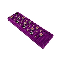 Yüzük Küpe Koldüğmesi Takı Standı Mor Uzun 34 X 11 Cm