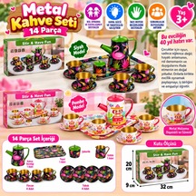 Bezos Atf-996-7a-10a 14 Parça Desenli Metal Çay Set Nıda Diğer