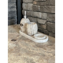 Silver Traverten Oval 4,lü Banyo Seti Yeni Beyaz