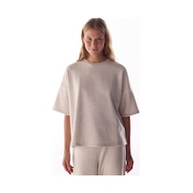 Penti Bej Melanj Sıcak Tutan Kısa Kollu Oversize Bluz Bg61