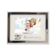 4x6 Gümüş Boncuklu Metal 25. Yıl Dönümü Resim Çerçevesi