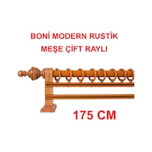 Boni Modern Rustik Ahşap Rustik Perde Askısı Çift Raylı-meşe 175 Cm Meşe