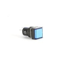 16mm Mavi Kare Ledli Yaylı Buton - 5 Pin 24V.DC 1NO+1NC