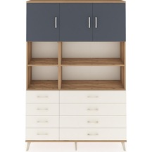 Arges Dolap 8 Raflı 8 Çekmeceli 3 Kapaklı 132x30x195 Çam-antrasit/aytaşı Antrasıt/aytası