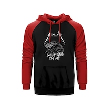 Metallica Don't Tread On Me Kırmızı Renk Reglan Kol Kapşonlu Sweatshirt Kırmızı