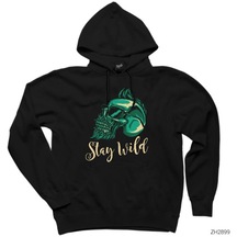 Stay Wild Siyah Kapşonlu Sweatshirt Hoodie