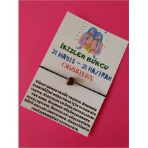 Gümüştel El Sanatları Sertifikalı Ikizler Burcu Obsidyen Doğal Taşlı Ip Burç Bilekliği Çok Renkli