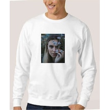 Riverdale Polly Cooper Baskılı Beyaz Erkek Örme Sweatshirt (528371994)