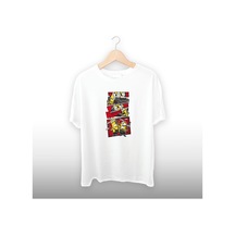 Miyonlar Detaylı Unisex Tişört Beyaz