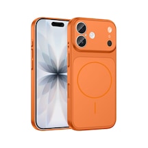 İphone 16 Uyumlu İphone 17 Pro Görünümlü Magsafe Özellikli Dönüşüm Kılıfı Formen Kapak Turuncu
