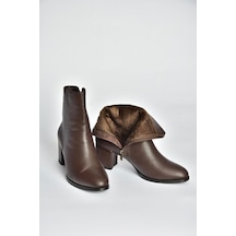 Fox Shoes V468581003 Kahverengi Hakiki Deri Kalın Topuklu Kadın Bot Kahverengi-hakiki Deri