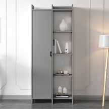 Offer Çok Raflı, Tek Kapaklı Kitaplık Kilim - 180 Cm, Ev-ofis, Kütüphane - Sis Gri Sis Gri