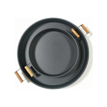 Kitchen Trend 2 Li 51 CM ve 37 CM Ahşap Kulplu Metal Yuvarla .