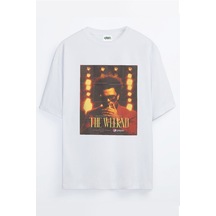 Noıssey Chulchan Shop Poster The Weeknd Baskılı Unisex Oversize T-shirt Beyaz