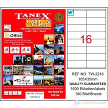 Tanex Tw-2216 105X35 MM Laser Etiket 100 Ad.