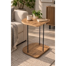 Sulorahome Tekerlekli Oval Servis Sehpası Çam Desenli Kahverengi