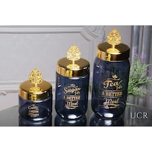 3'lü Lüks Cam Tea/coffee/sugar Çay Kahve Şeker Kavanoz Seti 400 Ml. 700 Ml. 950 Ml.