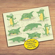 Sevimli Timsah Kolyajı Çocuklara Özel Puzzle Yapboz Tablo-pz143