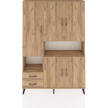 Arges Dolap 10 Raflı 2 Çekmeceli 5 Kapaklı 132x30x195 Çam-çam/çam Atlas Çam/atlas Çam