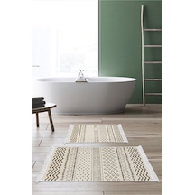 Dekoreko Kaymaz Taban Djt 2 Li Banyo Paspas Takımı Trend Saçaklı Iskandinav F5086 Kahve
