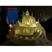 Karlı Diyar Kış Köyü Işıltısı Yılbaşı Dekorasyonu 3d Baskı Tealight Led