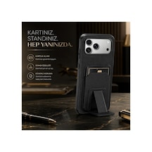 Samsung Galaxy S23 Fe Uyumlu Kılıf Flexstand Kartlıklı Silikon Kılıf Kahverengi