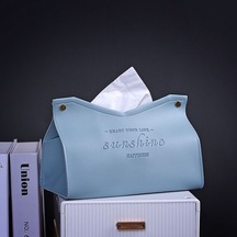 Sarı Oturma Odası Yemek Odası Doku Kutusu Çevre Dostu Deri Çok Amaçlı Düz Renk Yaratıcı Peçete Saklama Kutusu G582