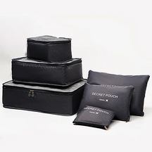 Sunshine011 6'lı Seyahat Saklama Çantası Seti, Siyah Hafif Kıyafet Koruma Düzenleyici Siyah