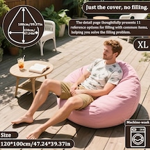 Fochsia Pembe Xl 9 Renk Seçenekli Outdoor Bean Bag Sandalye Yan Cep Çantalı Taşınabilir Pembe