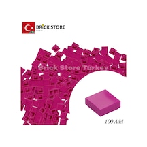 Yedek Parçalar, 100 Adet 1x1 Tile Düz Fayans Parçası, Fuşya Magenta , 3070