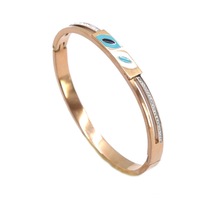 Bz 316l Çelik Rose Taşlı Nazar Boncuklu Spor Kelepçe Blz-450 Rose Gold