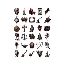 30 Adet Gotik Barok Memento Mori Sticker Seti - Laptop, Defter, Ajanda Çok Renkli