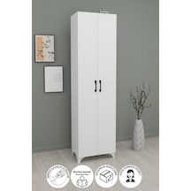 Bofigo 8 Raflı 2 Kapaklı Çok Amaçlı Mutfak Dolabı Banyo Dolabı Çok Amaçlı Dolap Cemre Beyaz