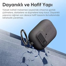 Airpods 4 İle Uyumlu Fabric Serisi Özel Kilitli Tasarım Ve Kumaş Yüzeyli Kılıf Darbelere Karşı Koruyucu Kapak Gri, Airpods 4