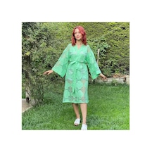 Lila Mare Nakışlı Handmade Beachwear Yazlık Kimono Standart Bedenlere 36-44 Arası Uygundur Renkli Renkli